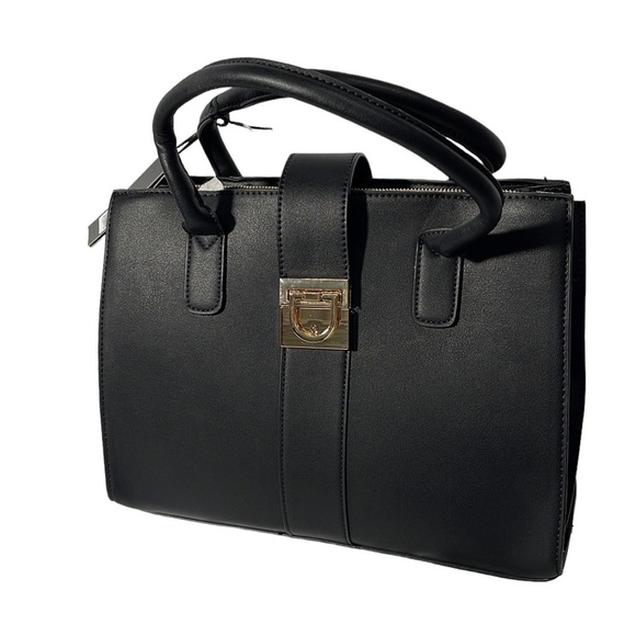 La Terre Fashion Vegan Handbag Color Black with crossbody strap - Picture 1 of 8